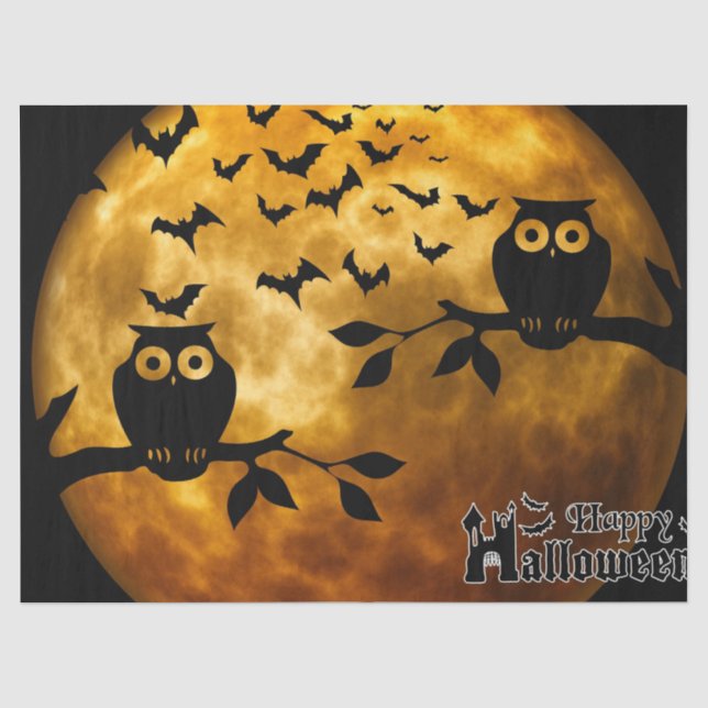 Halloween Moon Owls Night Decoupage Tissue Paper Seidenpapier (Vorderseite)