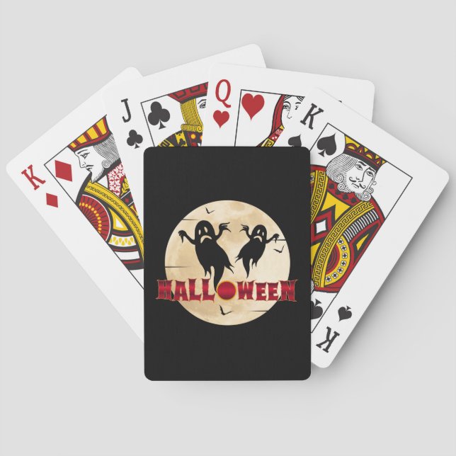 Halloween Moon Silhouette Gespenster Spielkarten (Rückseite)