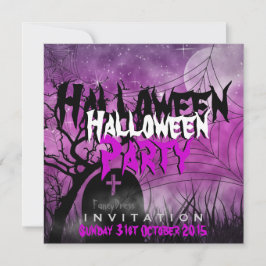 Halloween Moon+Spider Web Rosa+Schwarze Einladung