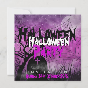 Halloween Moon+Spider Web Rosa+Schwarze Einladung