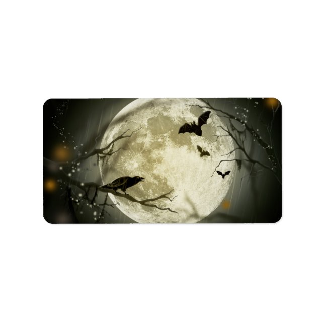 Halloween Moon Spooky Crows Adressaufkleber (Vorne)
