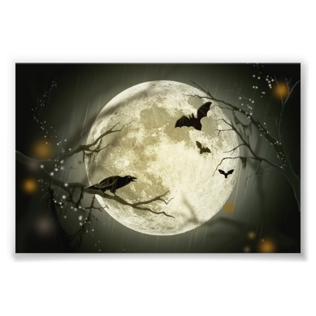 Halloween Moon Spooky Crows Fotodruck (Vorne)