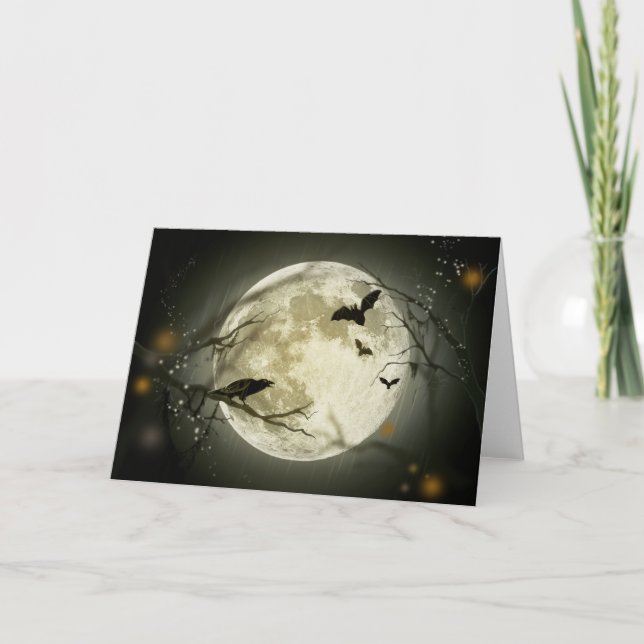 Halloween Moon Spooky Crows Karte (Vorderseite)