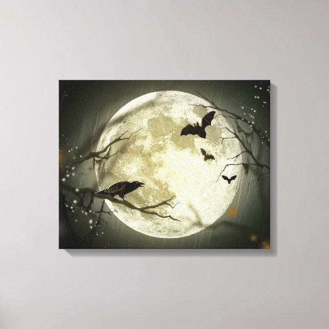 Halloween Moon Spooky Crows Leinwanddruck (Vorderseite)