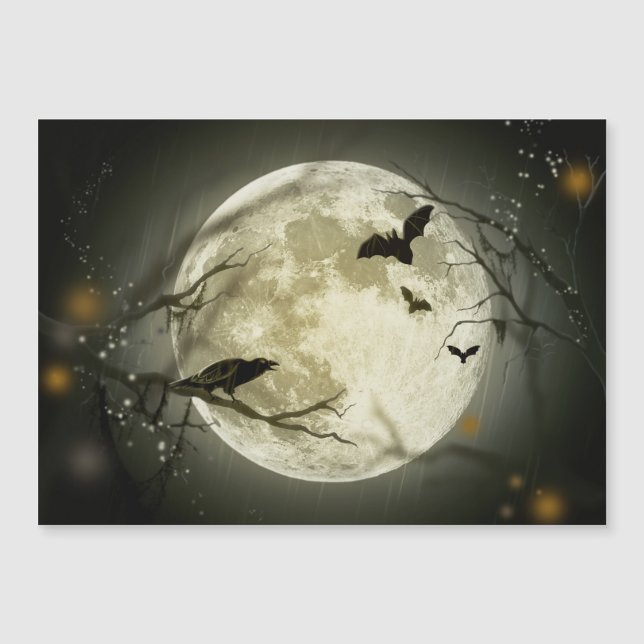Halloween Moon Spooky Crows Magnetkarte (Vorderseite)