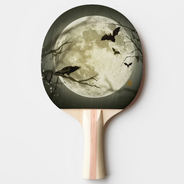 Halloween Moon Spooky Crows Tischtennis Schläger (Vorderseite)