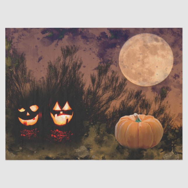 Halloween Moon und Pumpkins Decoupage Seidenpapier (Vorderseite)