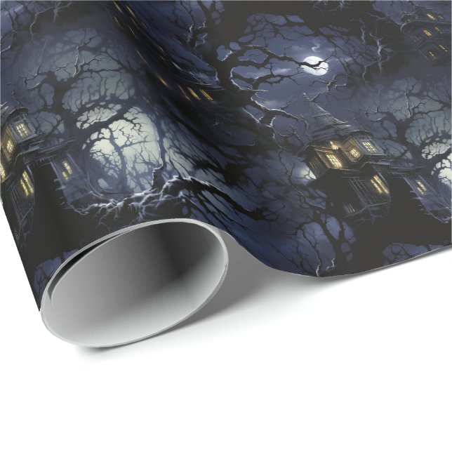 💀 Halloween 🏚️ "Moonlit Manor of Shadows" 🏚️ Geschenkpapier (Rolleneckpunkt)