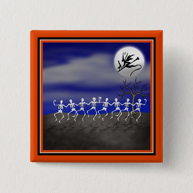 Halloween Moonlit Party Scene Button (Vorderseite)