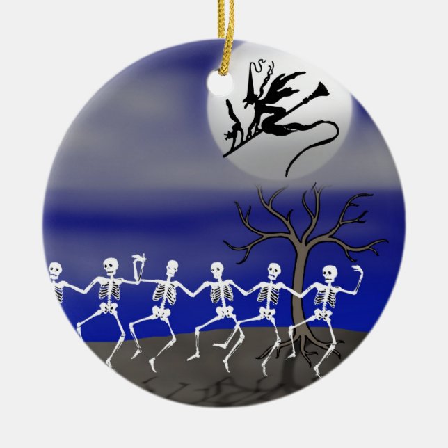 Halloween Moonlit Party Scene Keramikornament (Vorne)