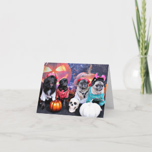 Halloween - Mops - Bruno-Perlen-Bärn-Frau Wiggens Karte