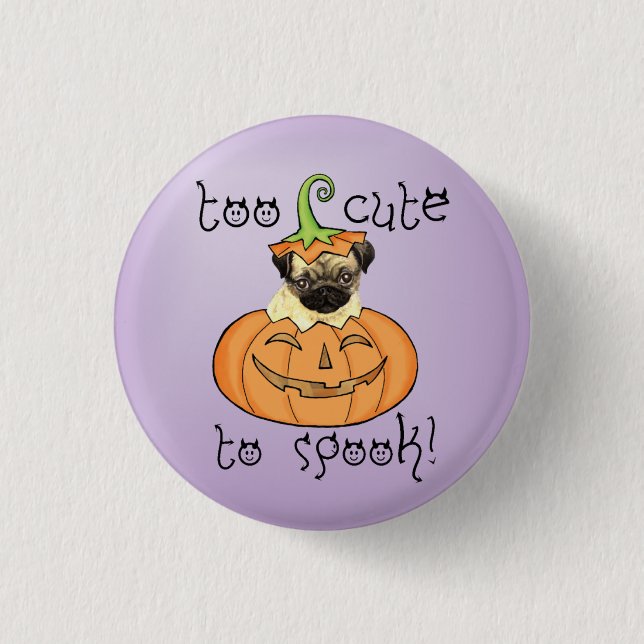Halloween-Mops Button (Vorderseite)