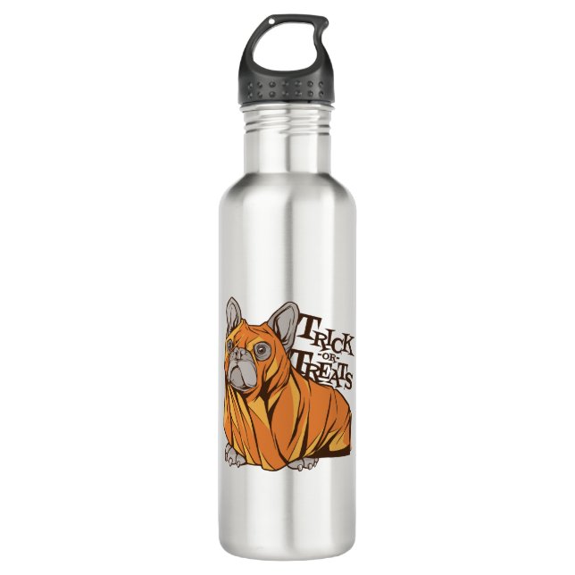 Halloween Mops Edelstahlflasche (Vorderseite)