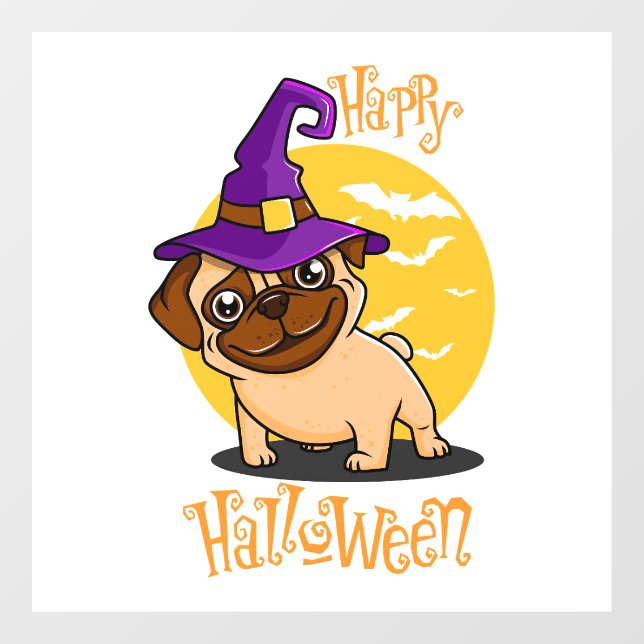 Halloween-Mops-Fensterheber Fensteraufkleber (Blatt)