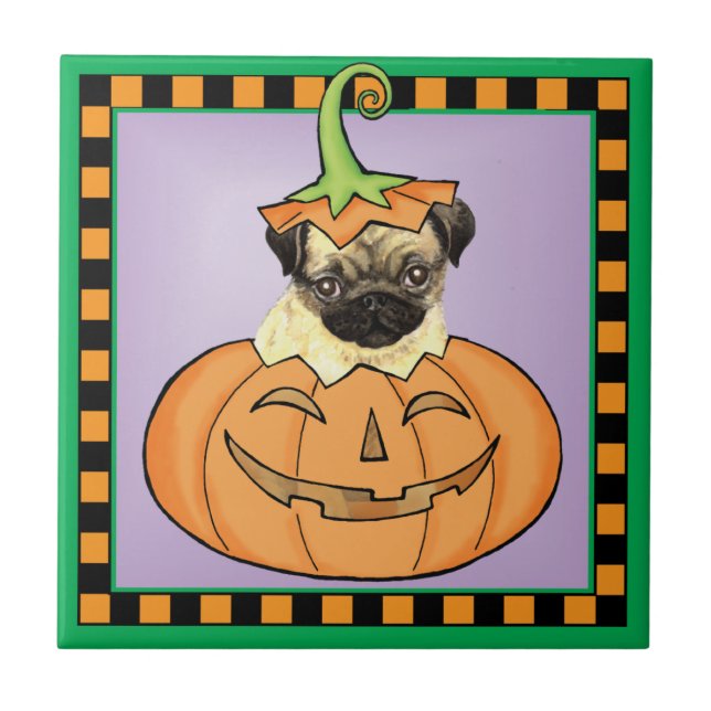 Halloween-Mops Fliese (Vorderseite)
