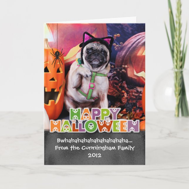 Halloween - Mops - Lilie Lou Karte (Vorderseite)