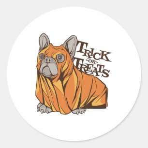 Halloween Mops Runder Aufkleber