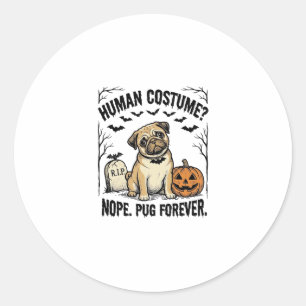Halloween-Mops-Shirt Vintage Lustiger Hundekostüm- Runder Aufkleber