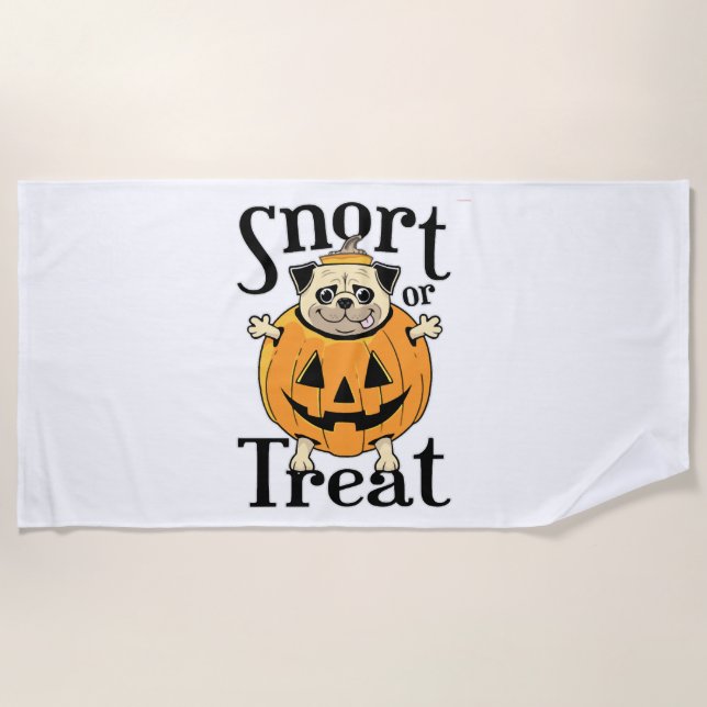 Halloween-Mops Strandtuch (Vorderseite)