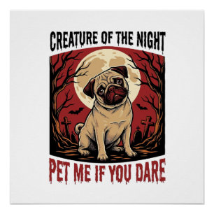 Halloween-Mops-T-Shirt mit spookigem Friedhof Vint Poster