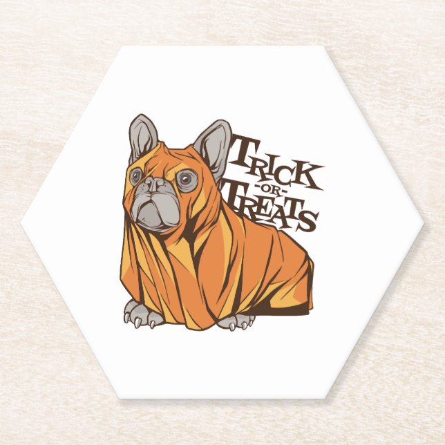 Halloween Mops Untersetzer (Vorderseite)