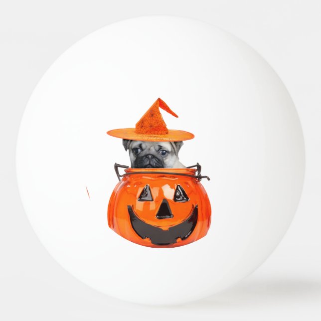 Halloween-Mopshund Tischtennisball (Vorderseite)