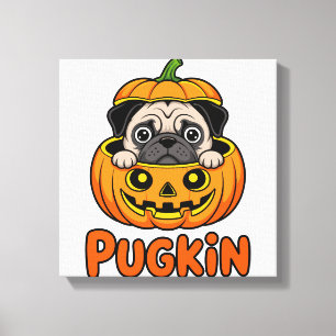 Halloween Mopskin, Kürbis-Mops-Hund Leinwanddruck