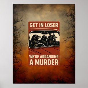 Halloween-Mord von Krähen Retro-Einladungsposter Poster
