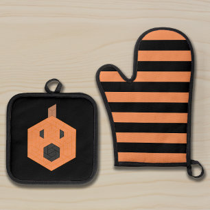 Halloween Mosaik Jack-o-Lantern mit optionalem Tex Ofenhandschuh & Topflappen-Set