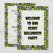 HALLOWEEN - Motif - Icônes Invitation Vert Noir