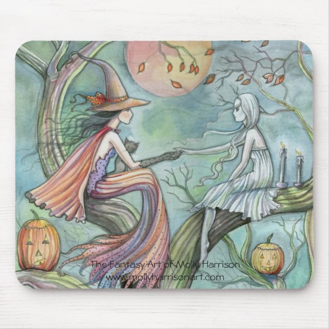 Halloween Mousepad, 'Zeitlose Verbindung' Hexe Mousepad (Vorne)