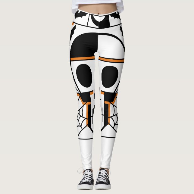 Halloween-Möwe, Fledermäuse, Spinnennetze Leggings (Vorderseite)