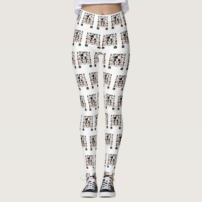 Halloween-Möwe, Fledermäuse, Spinnennetze Leggings (Vorderseite)