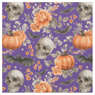 Halloween-Möwen und -Blume Lila Stoff