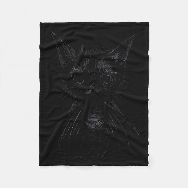 Halloween Mpy Schwarzes Kätzchen im Fledermauskost Fleecedecke (Vorderseite)