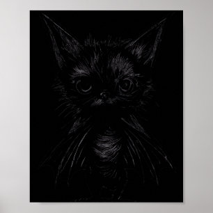 Halloween Mpy Schwarzes Kätzchen im Fledermauskost Poster