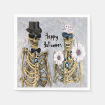 Halloween Mr. & Ms Skully Skelette Servietten.