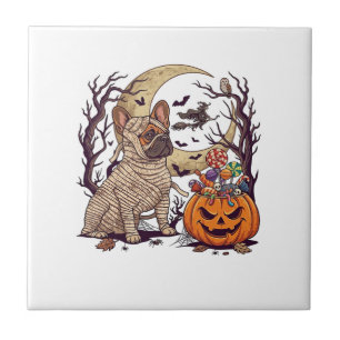 Halloween-Mumie Französische Bulldogge Kürbis Süßi Fliese