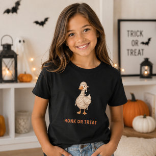 Halloween Mumie Gans Honk or Treat Mädchen T-Shirt