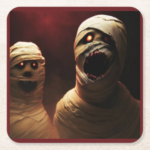 Halloween - Mummies 3 Rechteckiger Pappuntersetzer