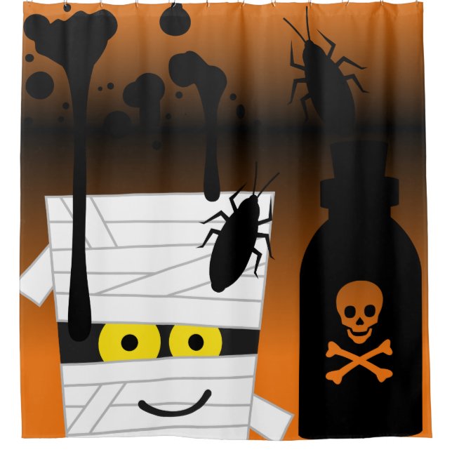 Halloween Mummy Bugs Giftflasche Duschvorhang (Vorderseite)