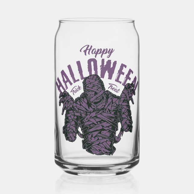 Halloween Mummy Glass - Spooky Lila Dosenglas (Vorderseite)