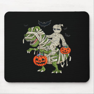 Halloween Mummy Riding T Rex Fun Boys Girls Kinder Mousepad