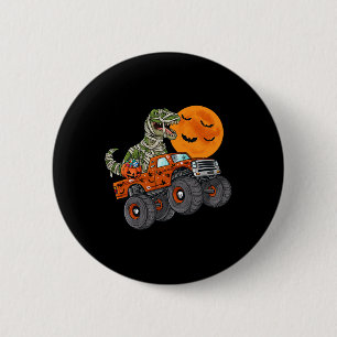 Halloween Mummy T Rex Monster Truck Boys Kids Tee Button