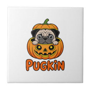 Halloween Mürbchen, Kürbis-Mops-Hund Fliese
