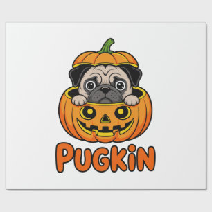 Halloween Mürbchen, Kürbis-Mops-Hund Geschenkpapier