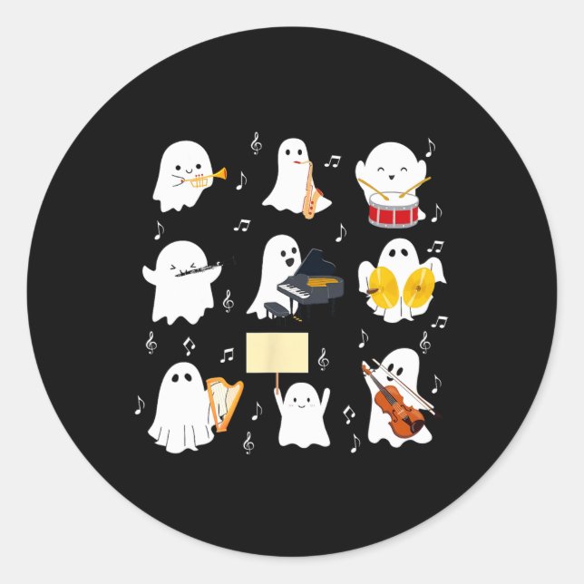 Halloween-Musik von Geistern Runder Aufkleber (Vorderseite)