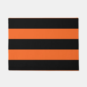 Halloween-Muster aus Orange und Schwarz Streifen Fußmatte