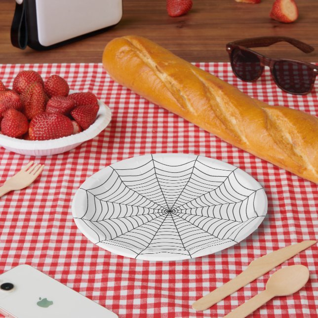 Halloween-Muster aus Schwarz und Weiß Pappteller (Picknick)