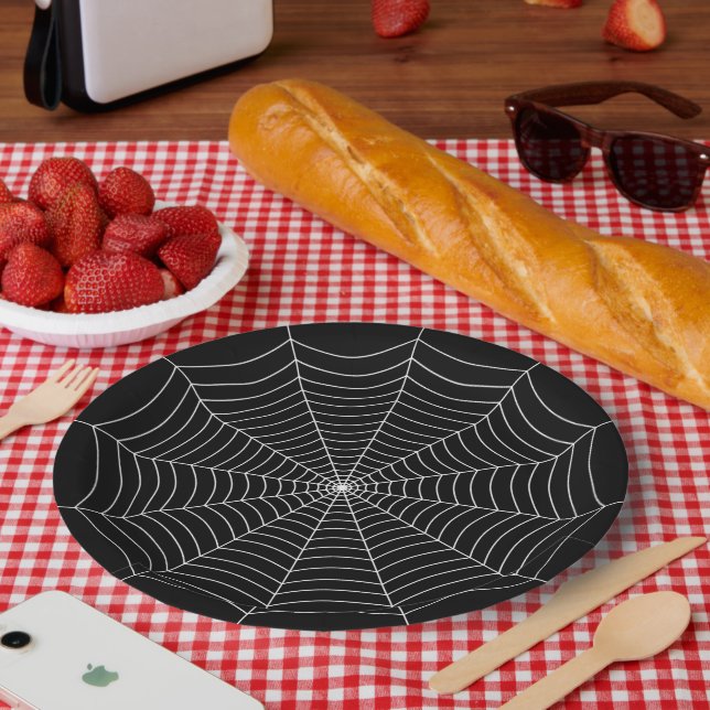 Halloween-Muster aus Schwarz und Weiß Pappteller (Picknick)
